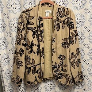 Coldwater Creek Beige and Black Leaf Blazer